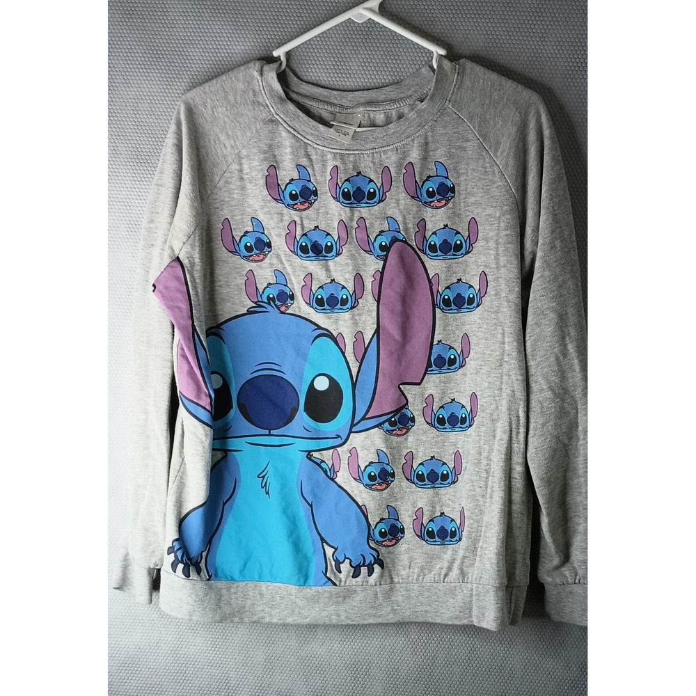 Disney Lilo & Stitch Gray‎ Sweatshirt 3D Ears Graphic Pullover Womens Large